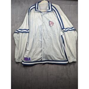 Vintage NBA NETS UNIQUE Sports Generation 3XL Warmup Snap Track Suit Top Velour